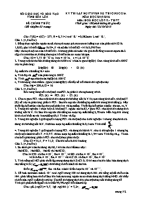 Đề thi lập đội tuyển dự thi Quốc gia môn Hóa học Lớp 12 - Năm học 2015-2016 - Sở giáo dục và đào tạo Đăk Lăk